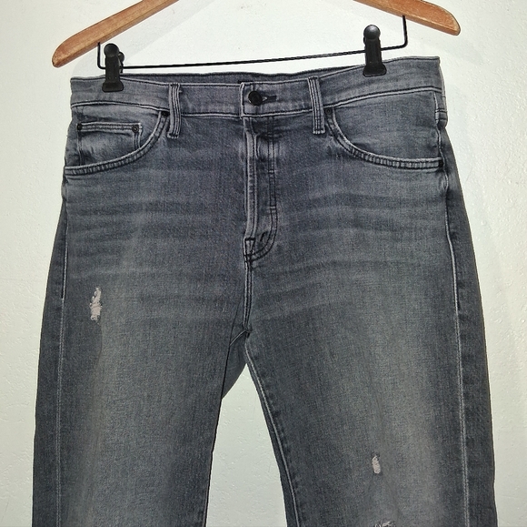 MOTHER Ankle Cropped Distressed Black Jeans - Picture 8 of 10
